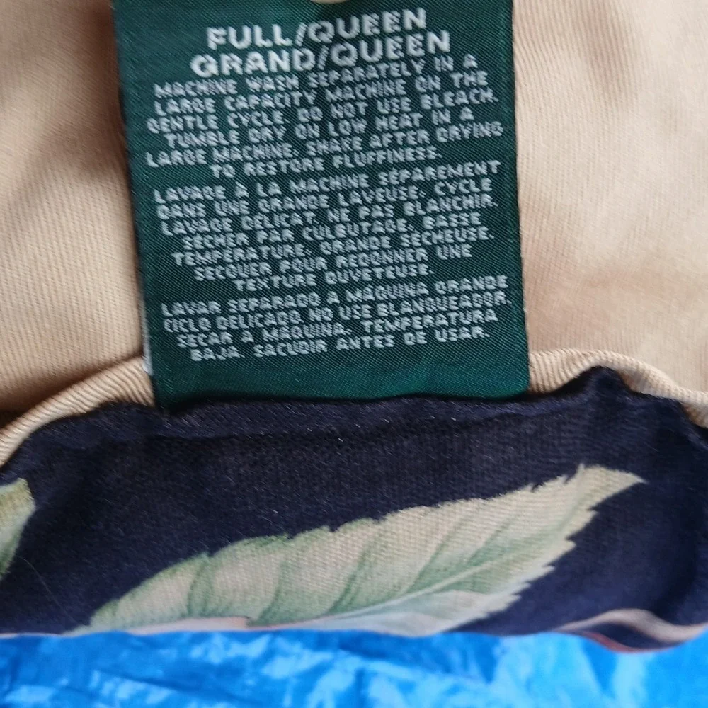 Ralph Lauren Vintage‎ Charleston Black Floral Comforter Queen Cotton Made USA